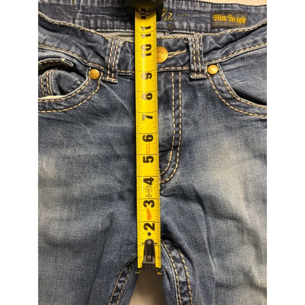 Rock 47 by Wrangler Jeans Mens 33x33 Blue Straight Leg Distressed Denim